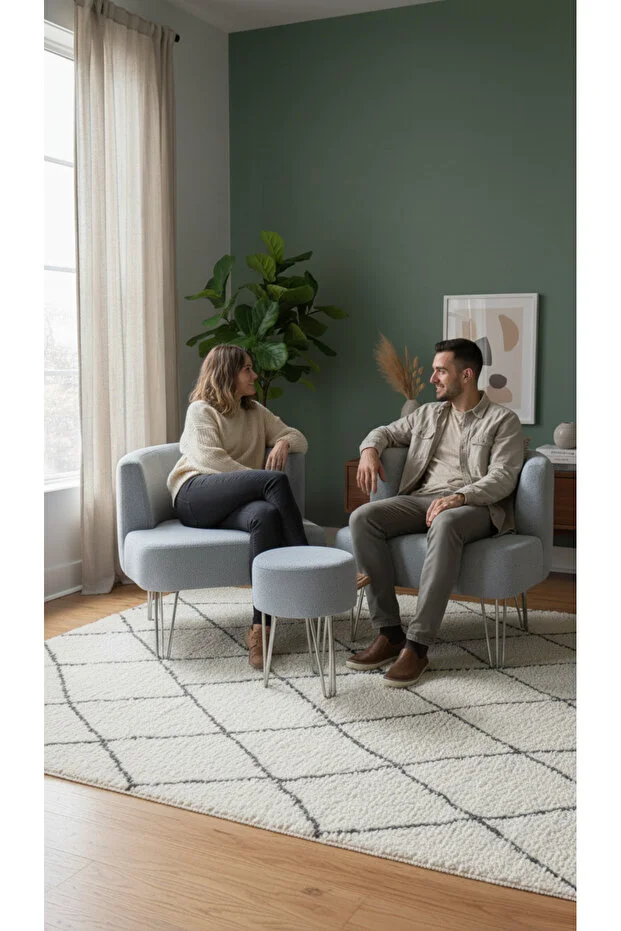 Elegance 2'li Çay Seti Berjer Ve Puf Takımı 2